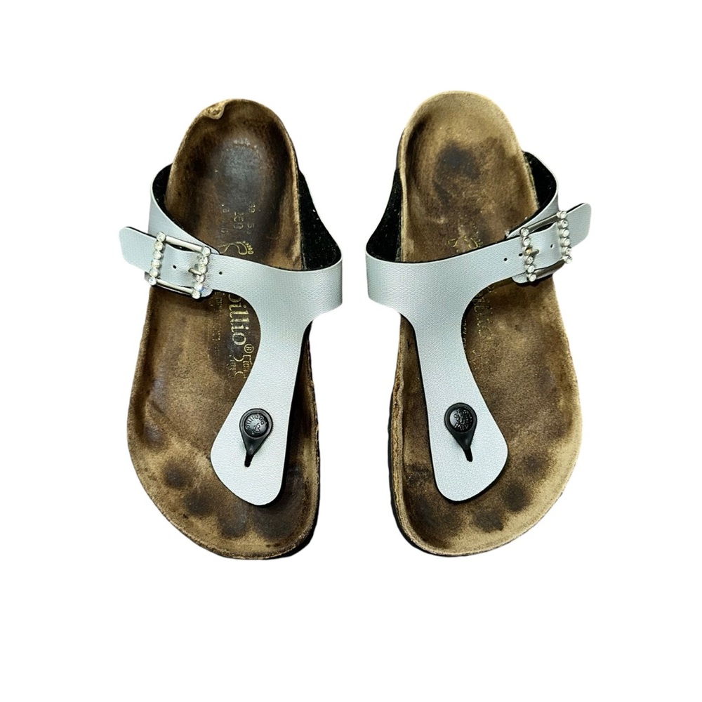 Papillio by Birkenstock Gizeh Sandals White Rhinestone Buckle Size 39